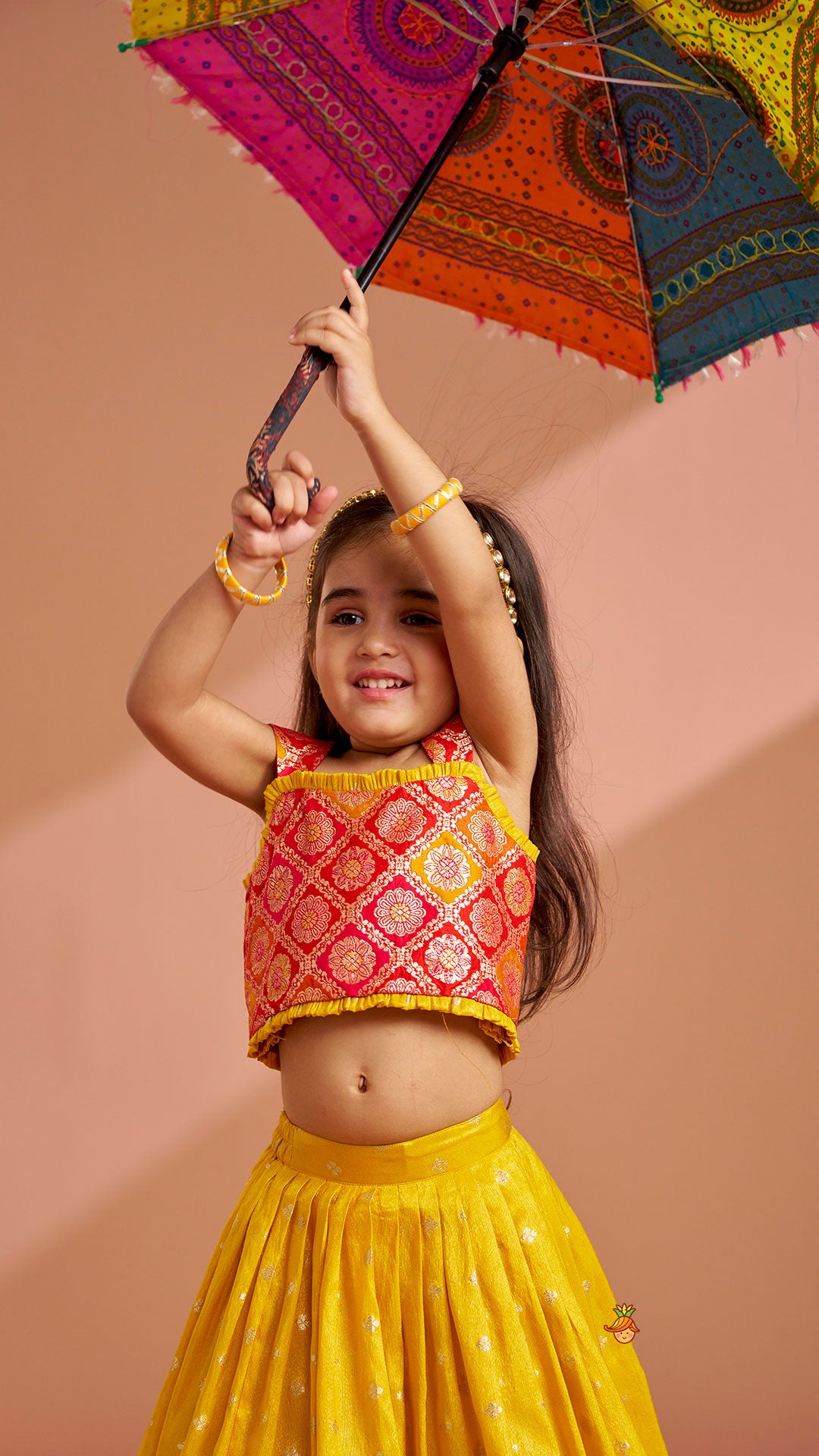 Pre Order: Brocade Top With Lehenga And Dupatta