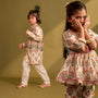 Multicolour Floral Printed Top With Front Knot Detail Jacket And Pant twinning model image 3