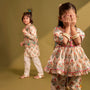Floral Printed Kurta With Front Open Jacket And Pyjama twinning model image 2