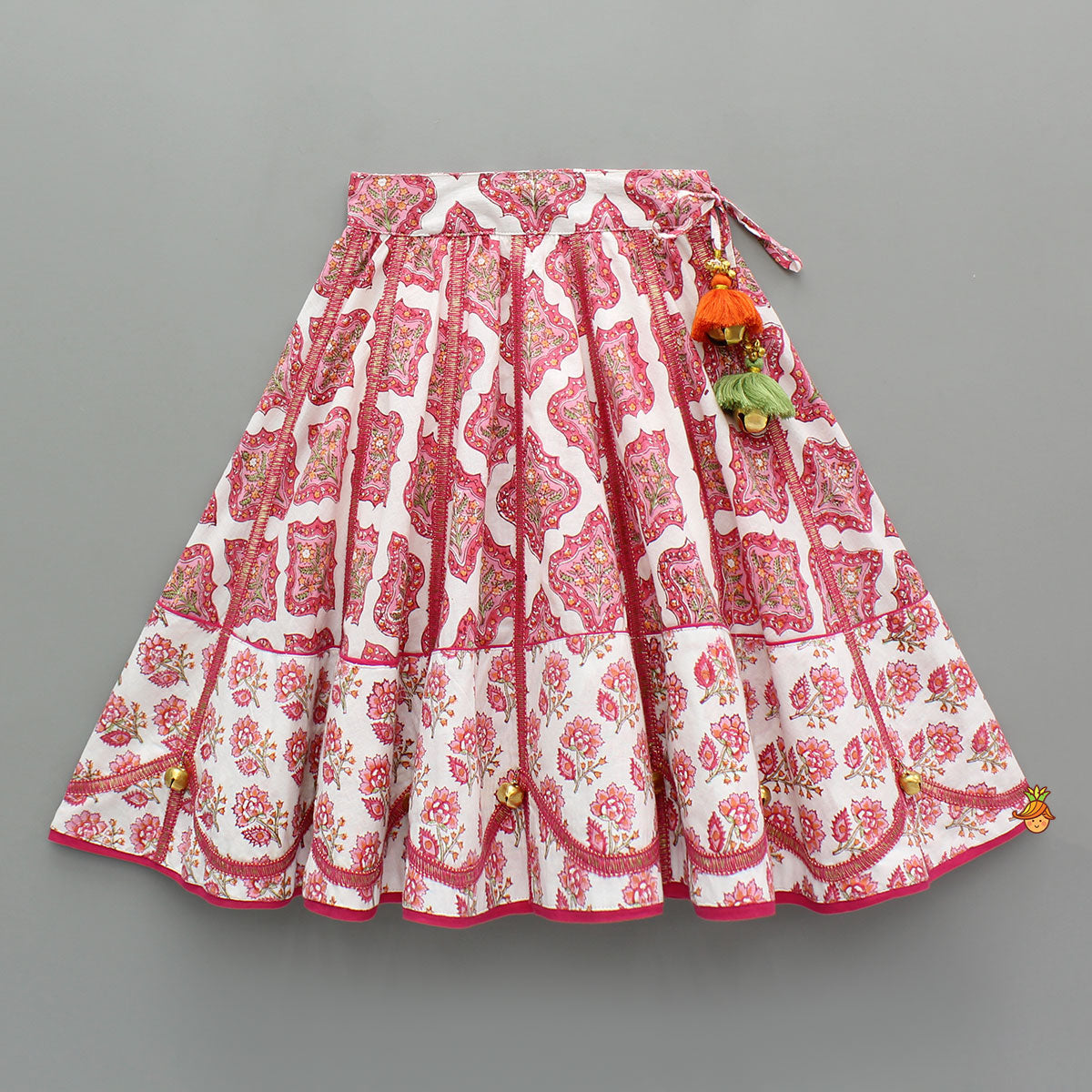 Pre Order: Beautiful Cotton Printed Sweetheart Neck Top With Printed Lehenga And Dupatta