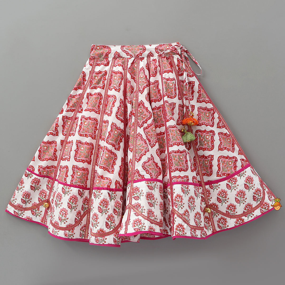 Pre Order: Beautiful Cotton Printed Sweetheart Neck Top With Printed Lehenga And Dupatta