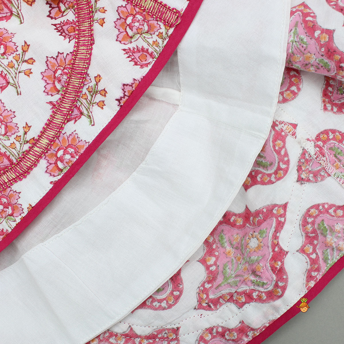 Pre Order: Beautiful Cotton Printed Sweetheart Neck Top With Printed Lehenga And Dupatta