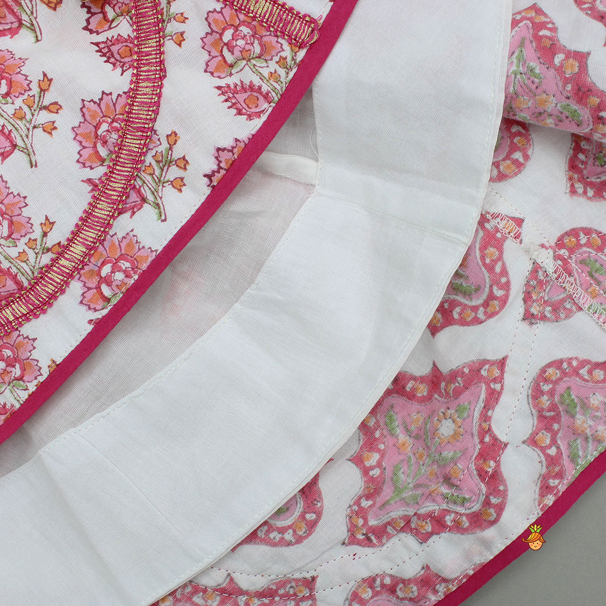 Pre Order: Beautiful Cotton Printed Sweetheart Neck Top With Printed Lehenga And Dupatta
