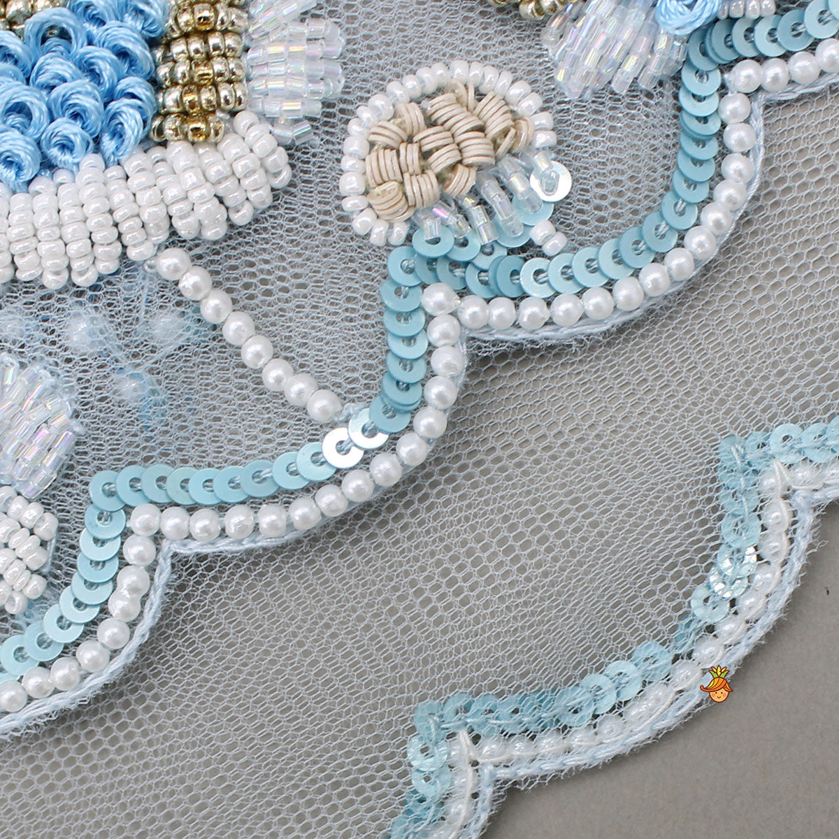 Pre Order: Sky Blue Strappy Dress With Embroidered Cape