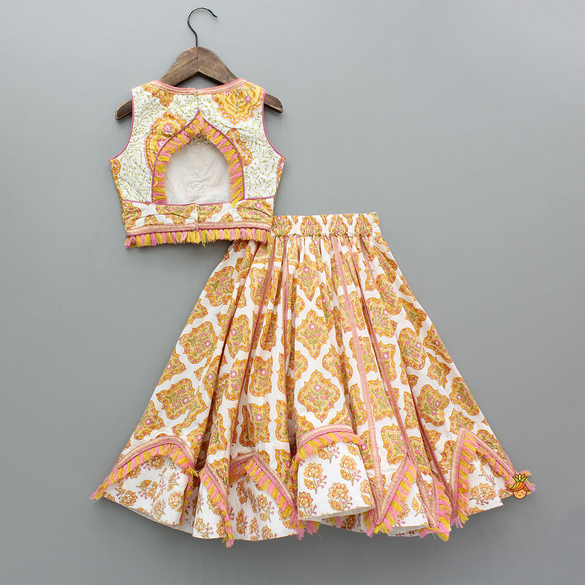 Pre Order: Stylish Cotton Printed Top With Printed Lehenga And Dupatta