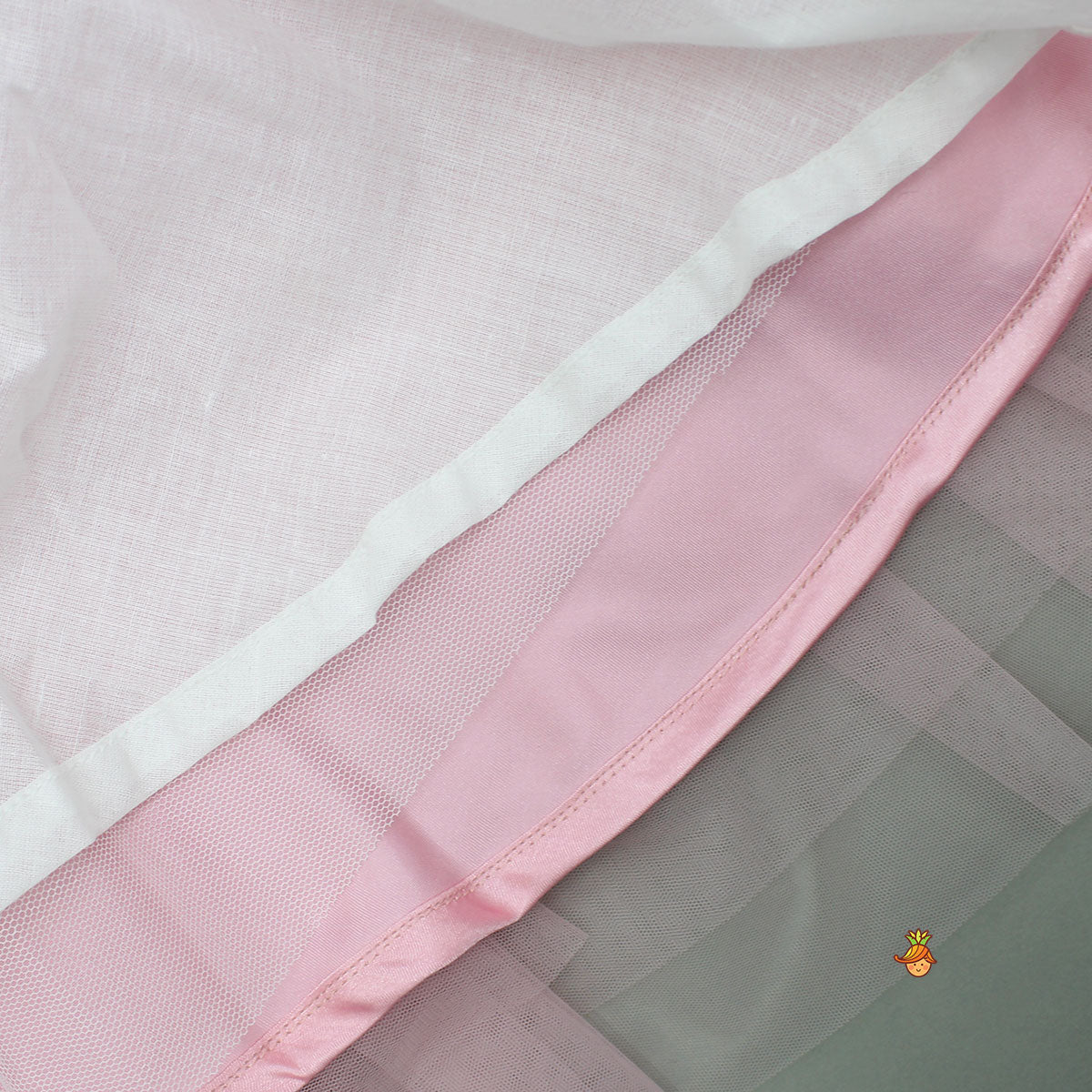 Elegant Black Velvet And Pink Net Gown With Hand Gloves