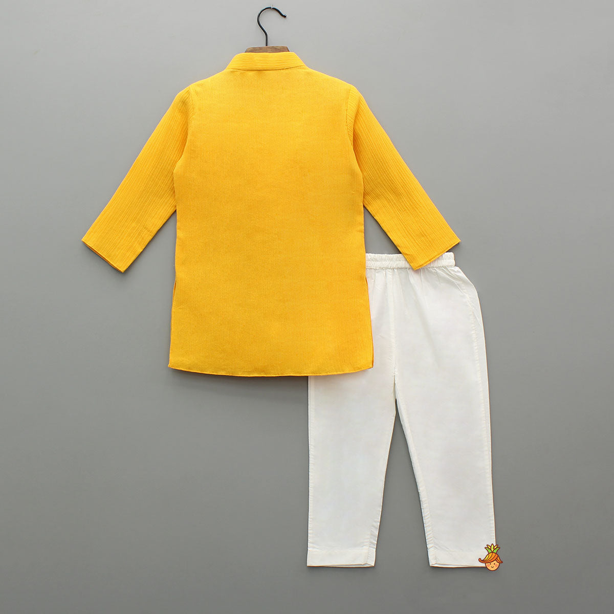 Pre Order: Yellow Embroidered Pin Tuck Detailed Kurta With Pyjama