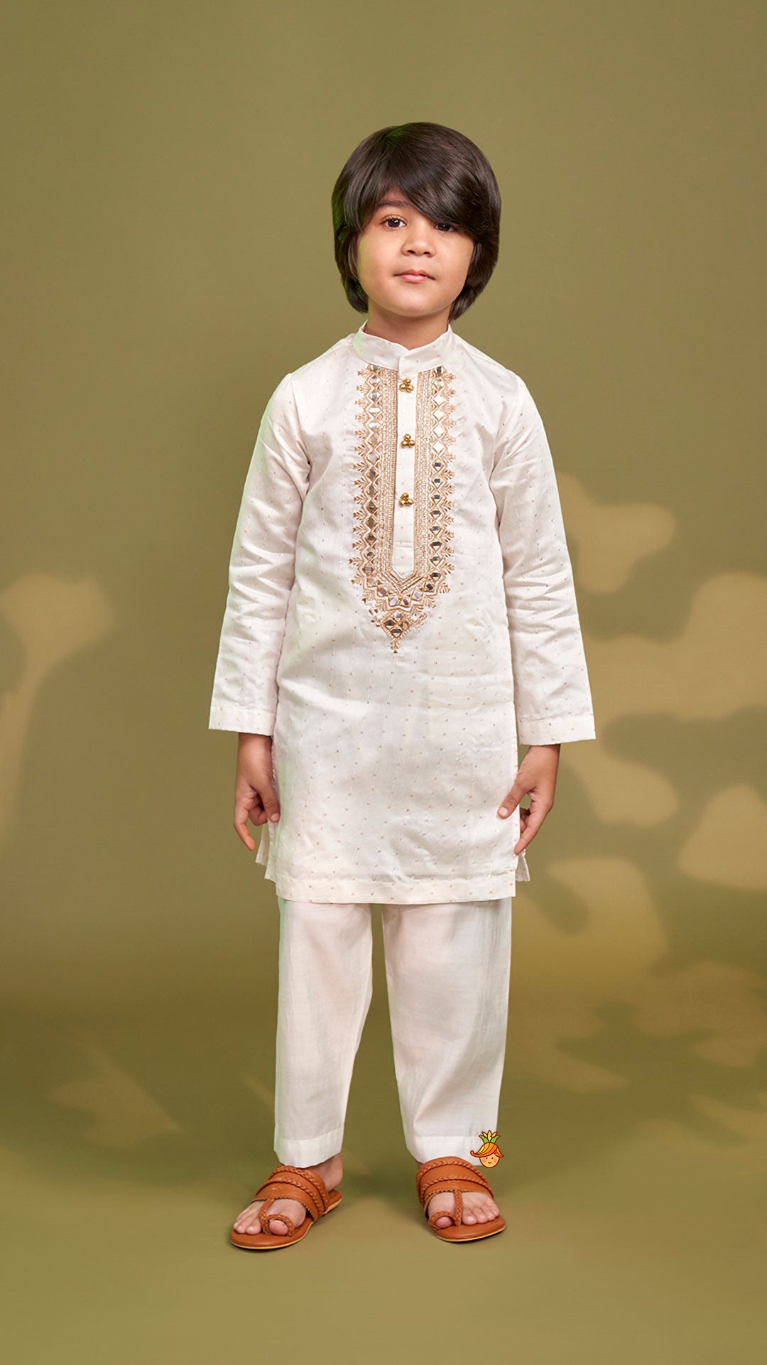Pre Order: Faux Mirror Embroidered Sequin Detailed Kurta With Pyjama