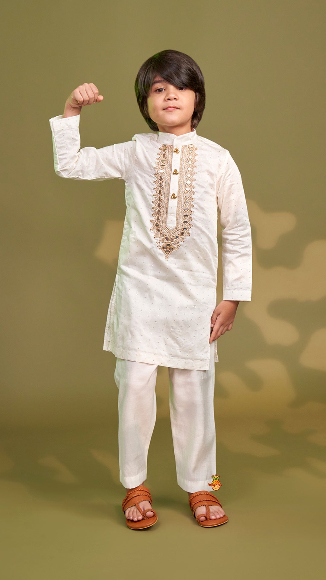 Pre Order: Faux Mirror Embroidered Sequin Detailed Kurta With Pyjama