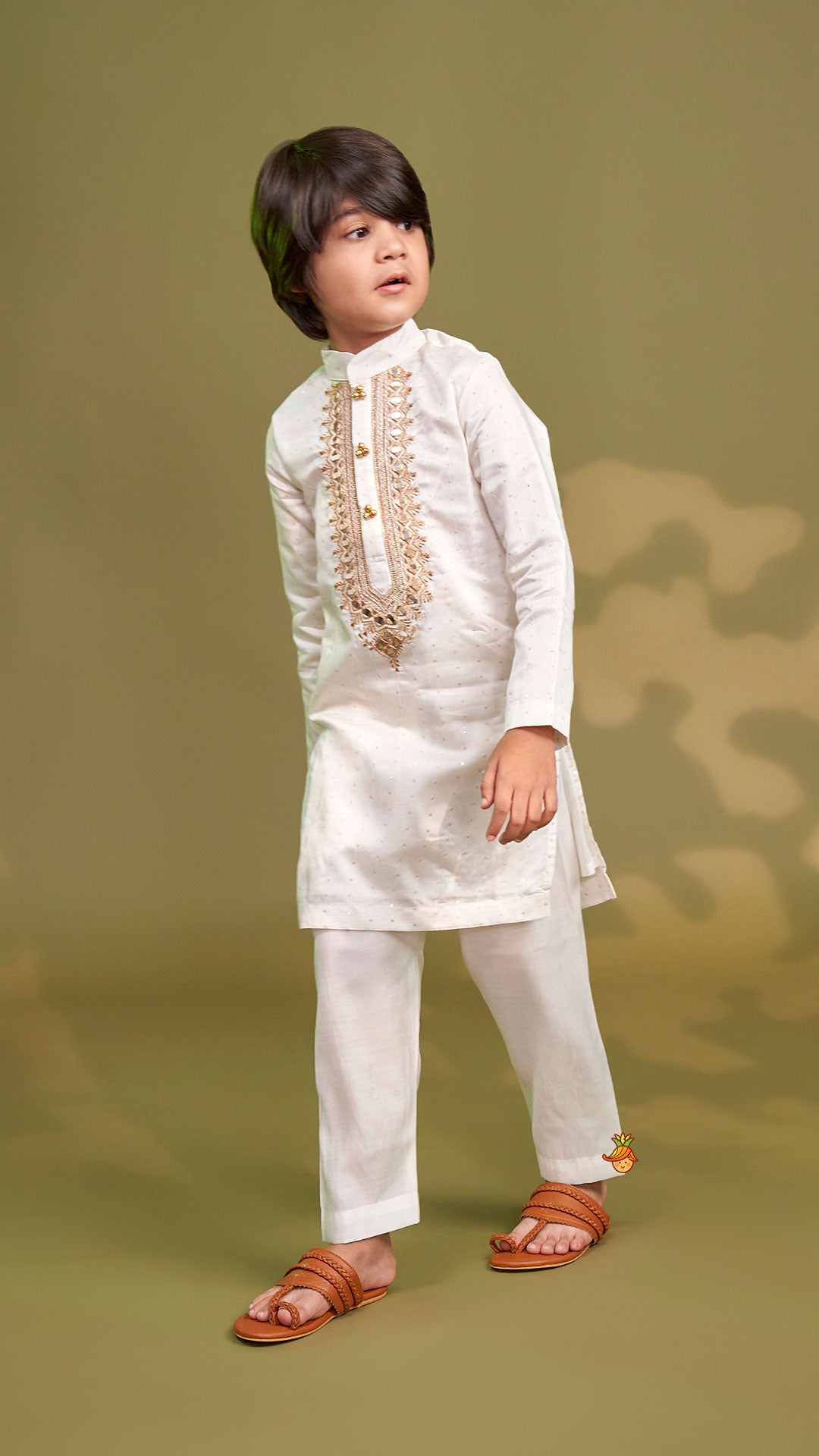 Pre Order: Faux Mirror Embroidered Sequin Detailed Kurta With Pyjama