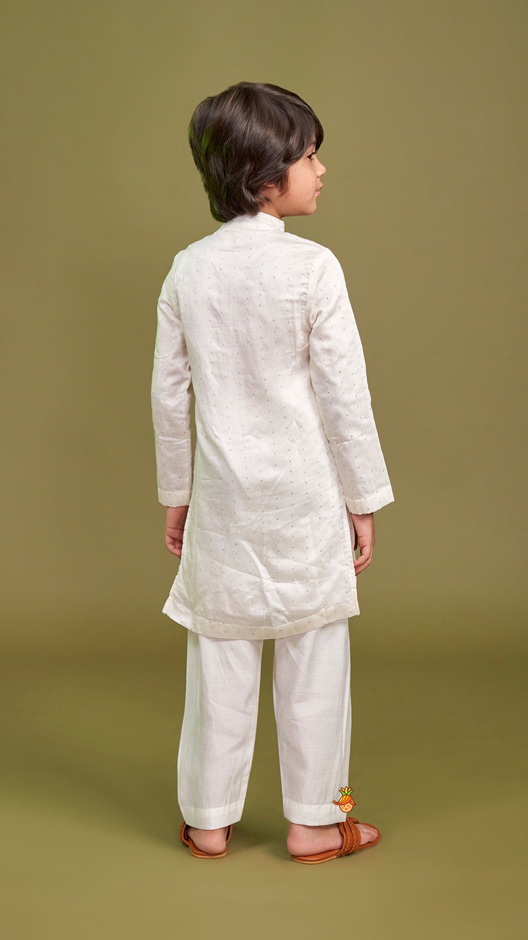 Pre Order: Faux Mirror Embroidered Sequin Detailed Kurta With Pyjama