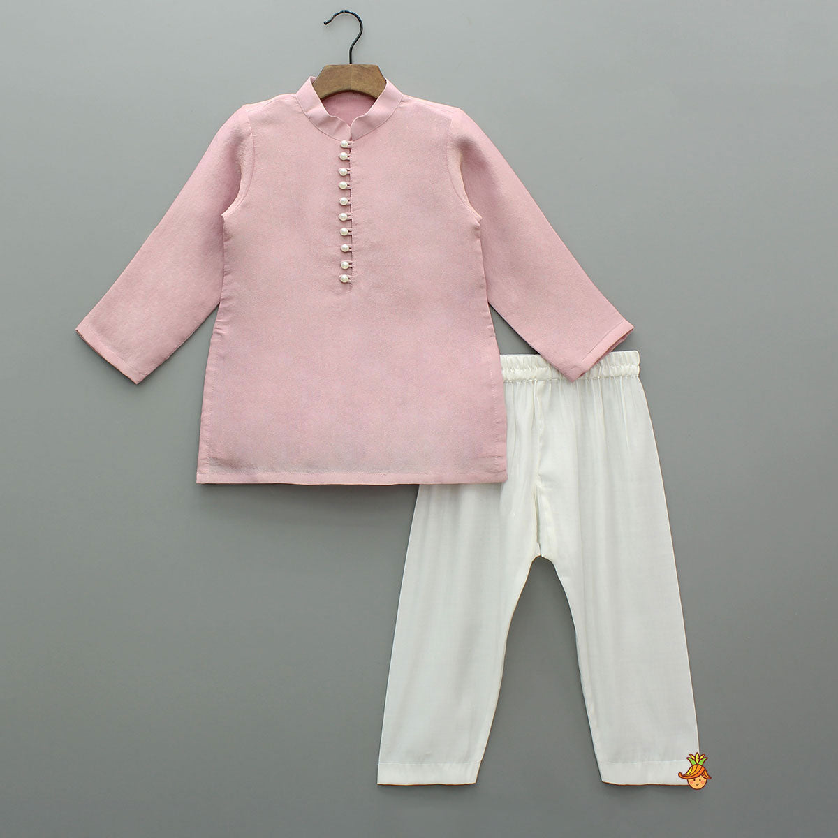 Pre Order: Shimmery Pink Kurta With Shimmery Front Open Hand Embroidered Jacket And Pyjama