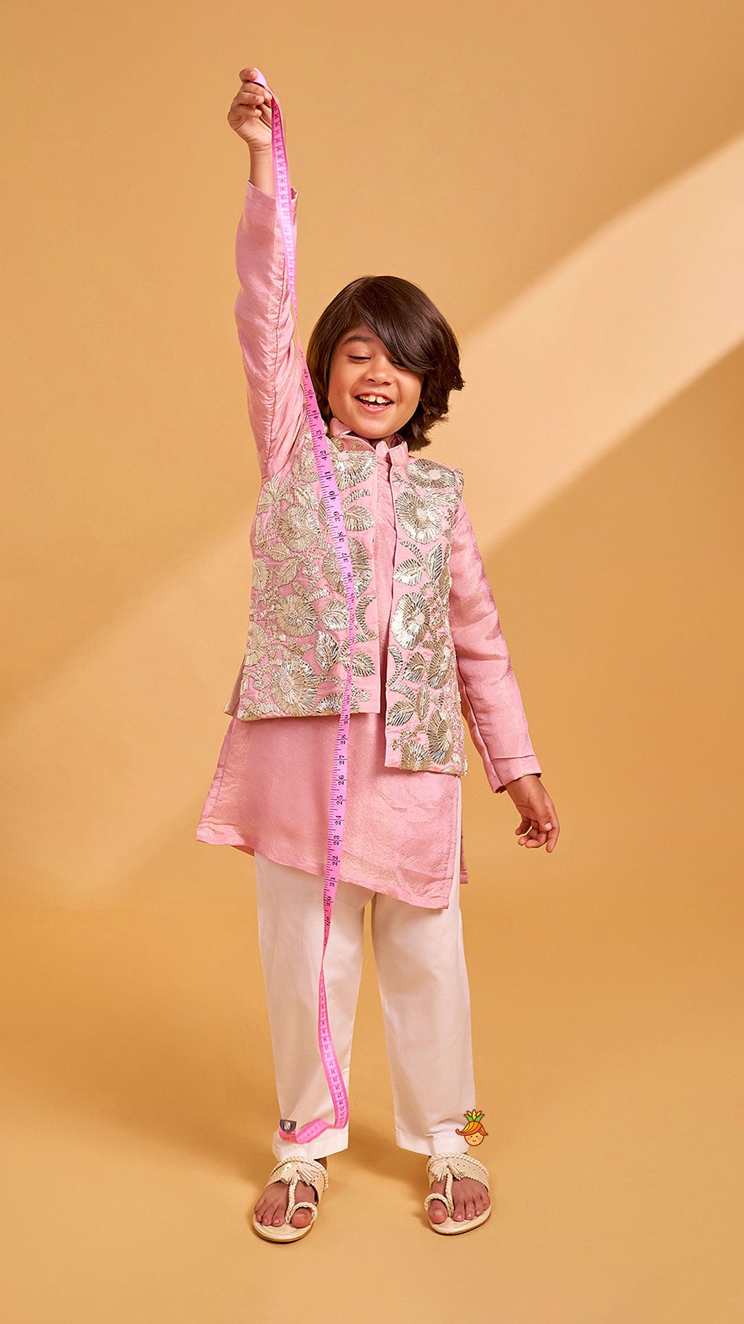 Pre Order: Shimmery Kurta With Shimmery Front Open Hand Embroidered Jacket And Pyjama