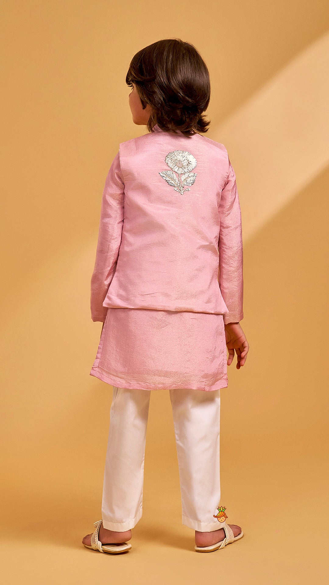 Pre Order: Shimmery Kurta With Shimmery Front Open Hand Embroidered Jacket And Pyjama