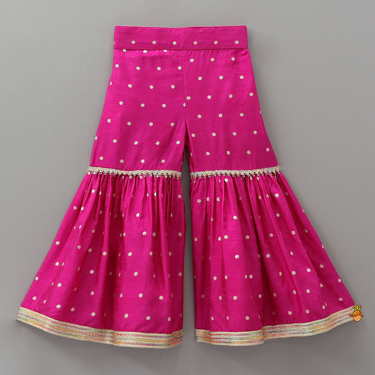 Pre Order: Gorgeous Pink Halter Neck Embroidered Kurti With Sharara And Dupatta