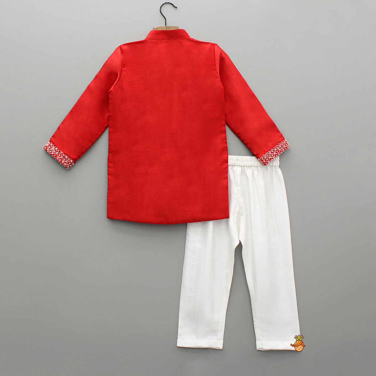 Pre Order: Red Sequin Embroidered Beaded Kurta With Pyjama