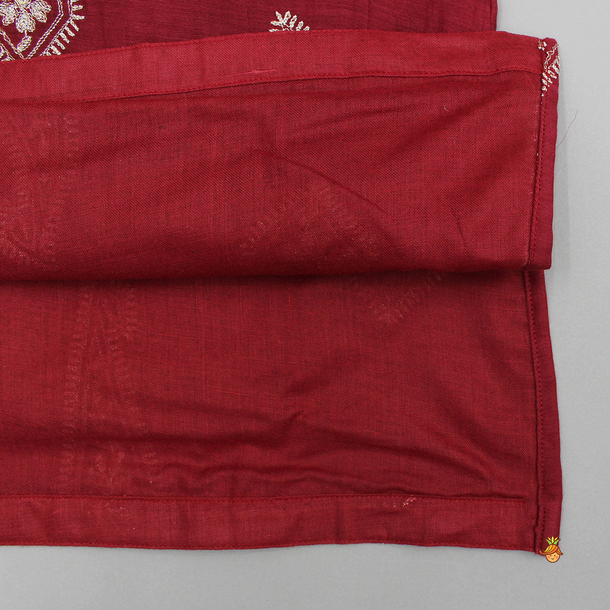 Pre Order: Red Embroidered Kurta With White Pyjama