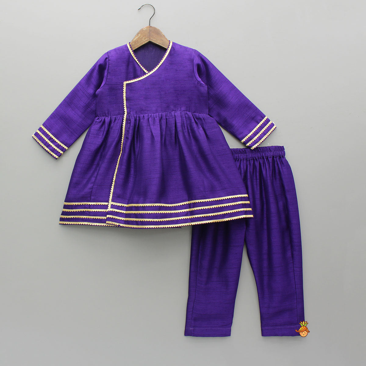 Pre Order: Wine Angarkha With Side Tie Up Vest And Pant And Stylish Headband
