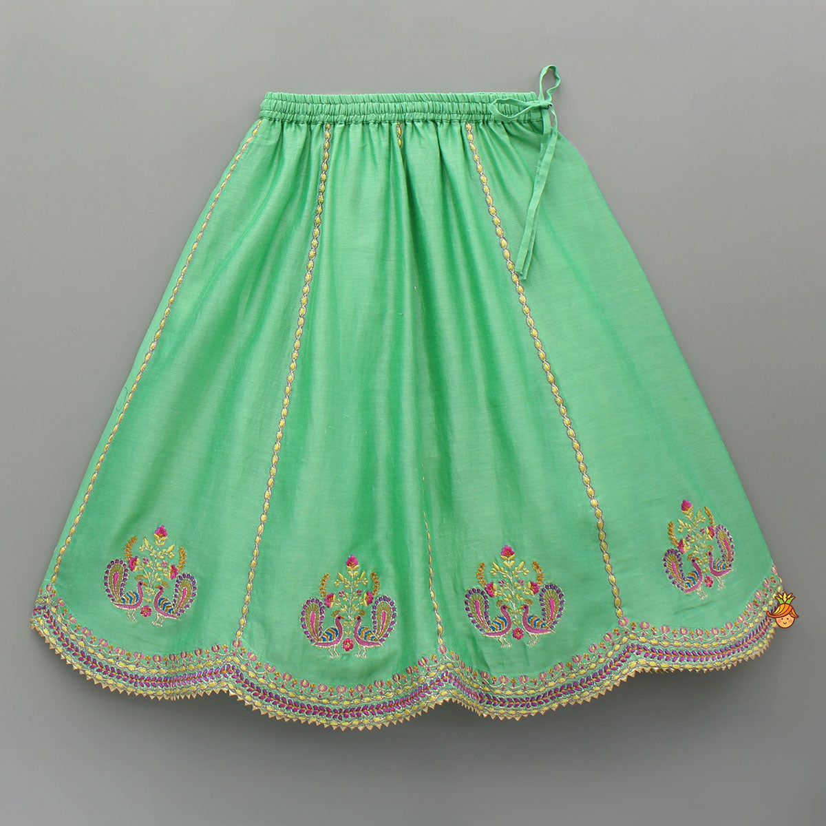 Pre Order: Green Embroidered Kurta With Lehenga And Dupatta
