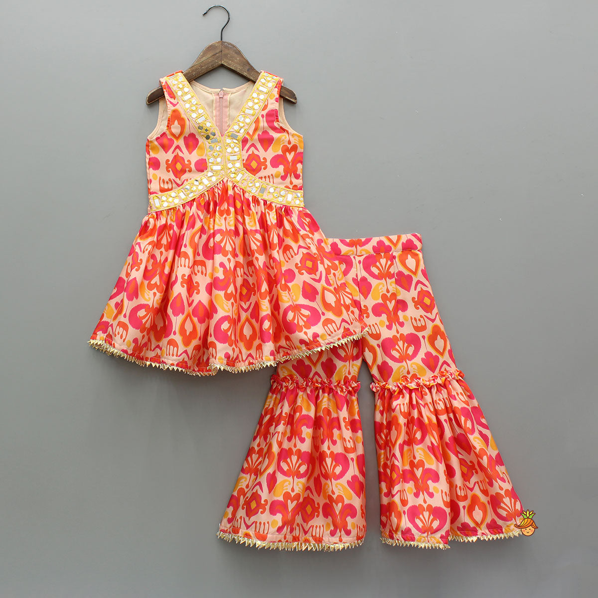 Pre Order: Sleeveless Peplum Kurti With Sharara