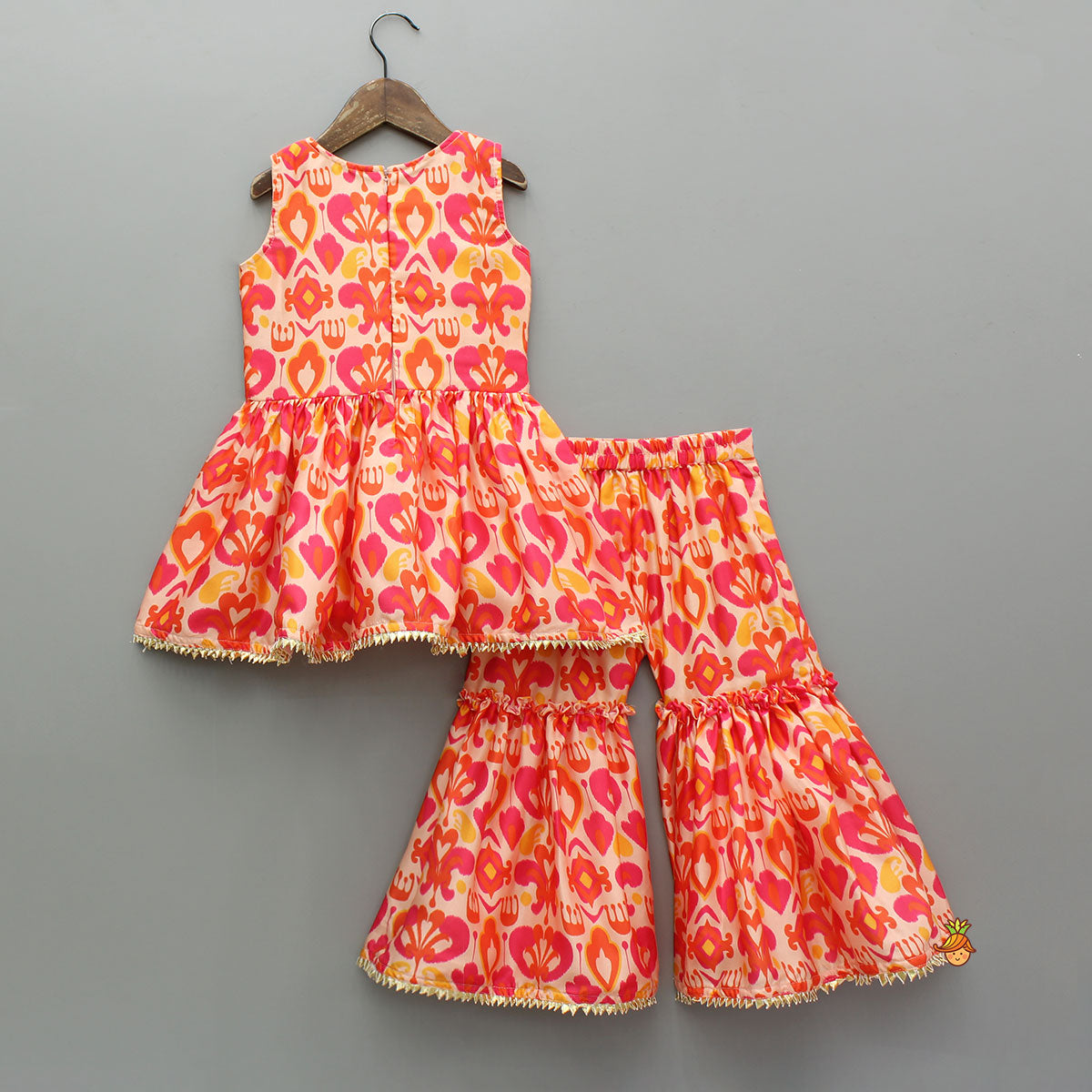 Pre Order: Sleeveless Peplum Kurti With Sharara