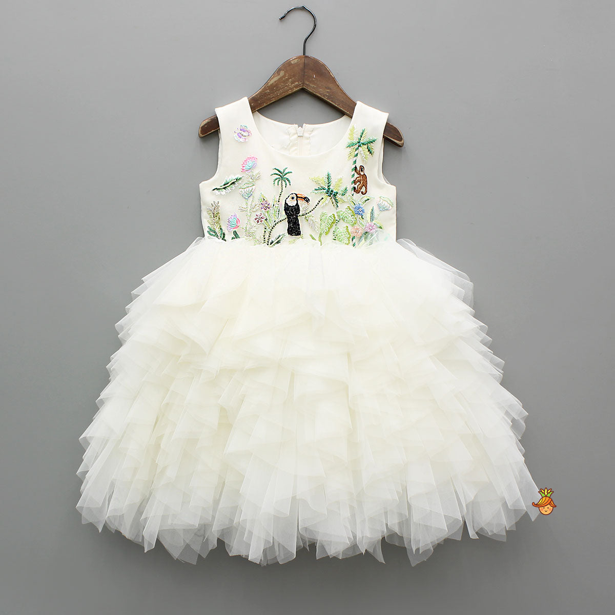 Pre Order: Fresh Tropical Embroidered Ruffled Dress