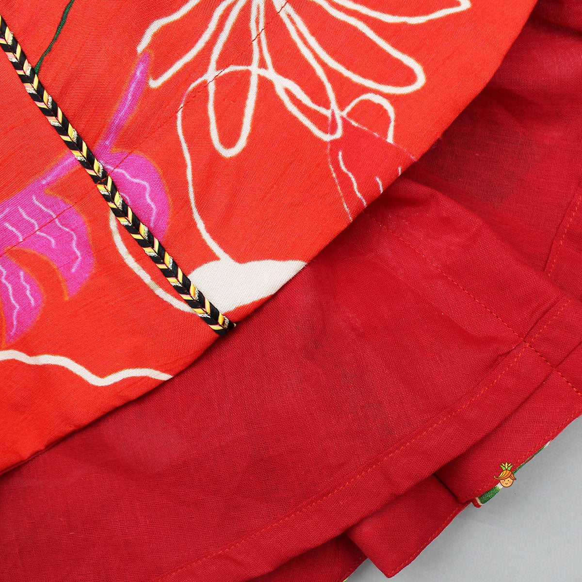 Pre Order: Red Floral Printed Sleeveless Kurti With Matching Pants