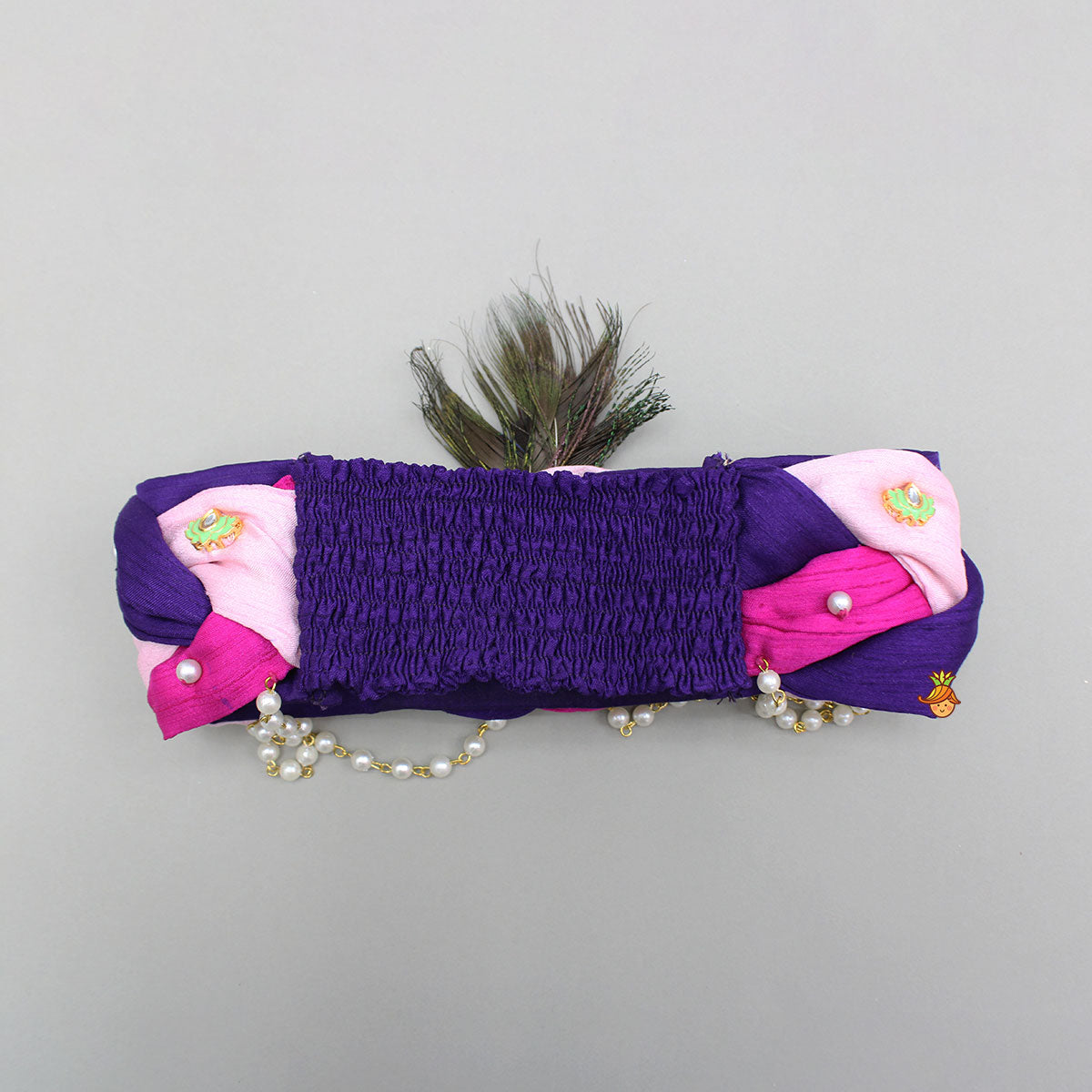 Pre Order: Purple And Pink Braided Head Band With Mor Pankh