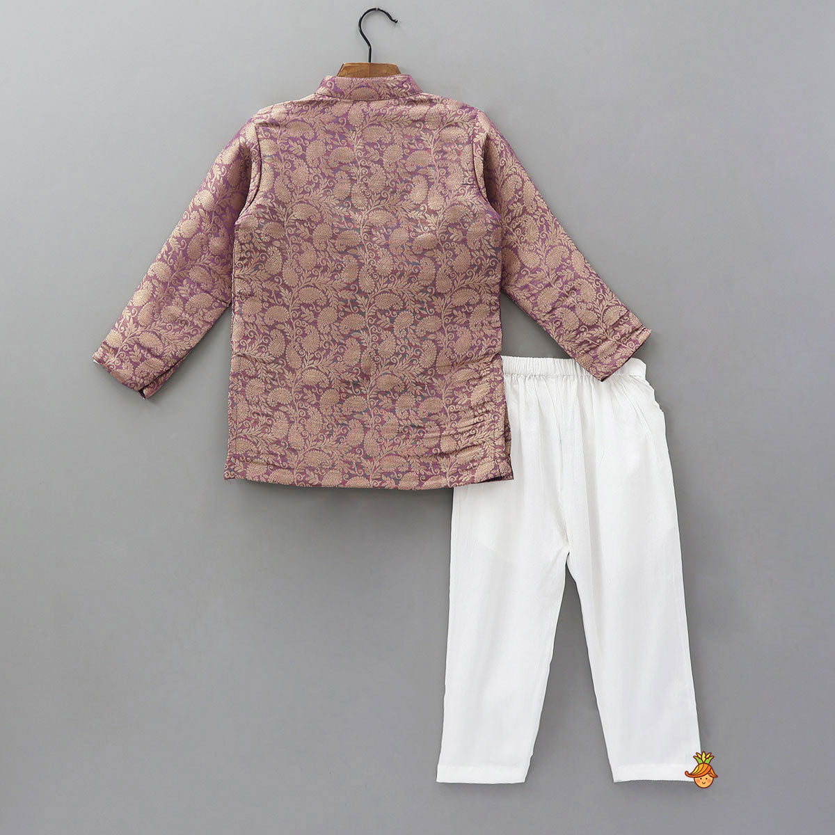 Pre Order: Brocade Kurta With White Pyjama