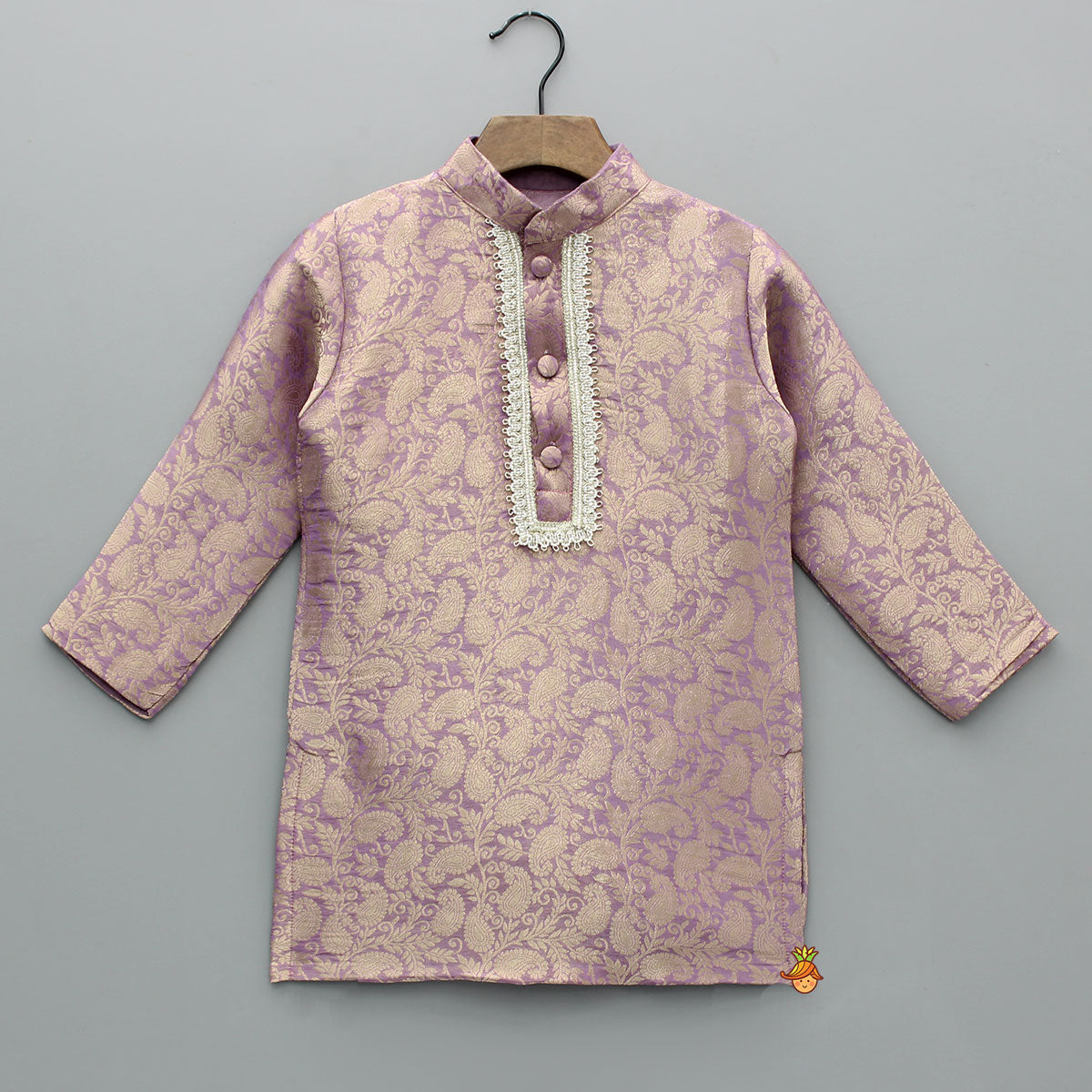 Pre Order: Brocade Kurta With White Pyjama