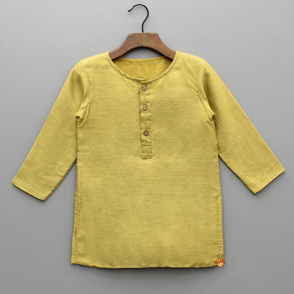 Pre Order: Yellow Kurta With Brocade Jacket And White Pyjama
