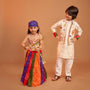 Beautiful Mirror Hand Embroidered Tie-up Top With Multicolour Bandhani Printed Lehenga And Bandana twinning model image 4
