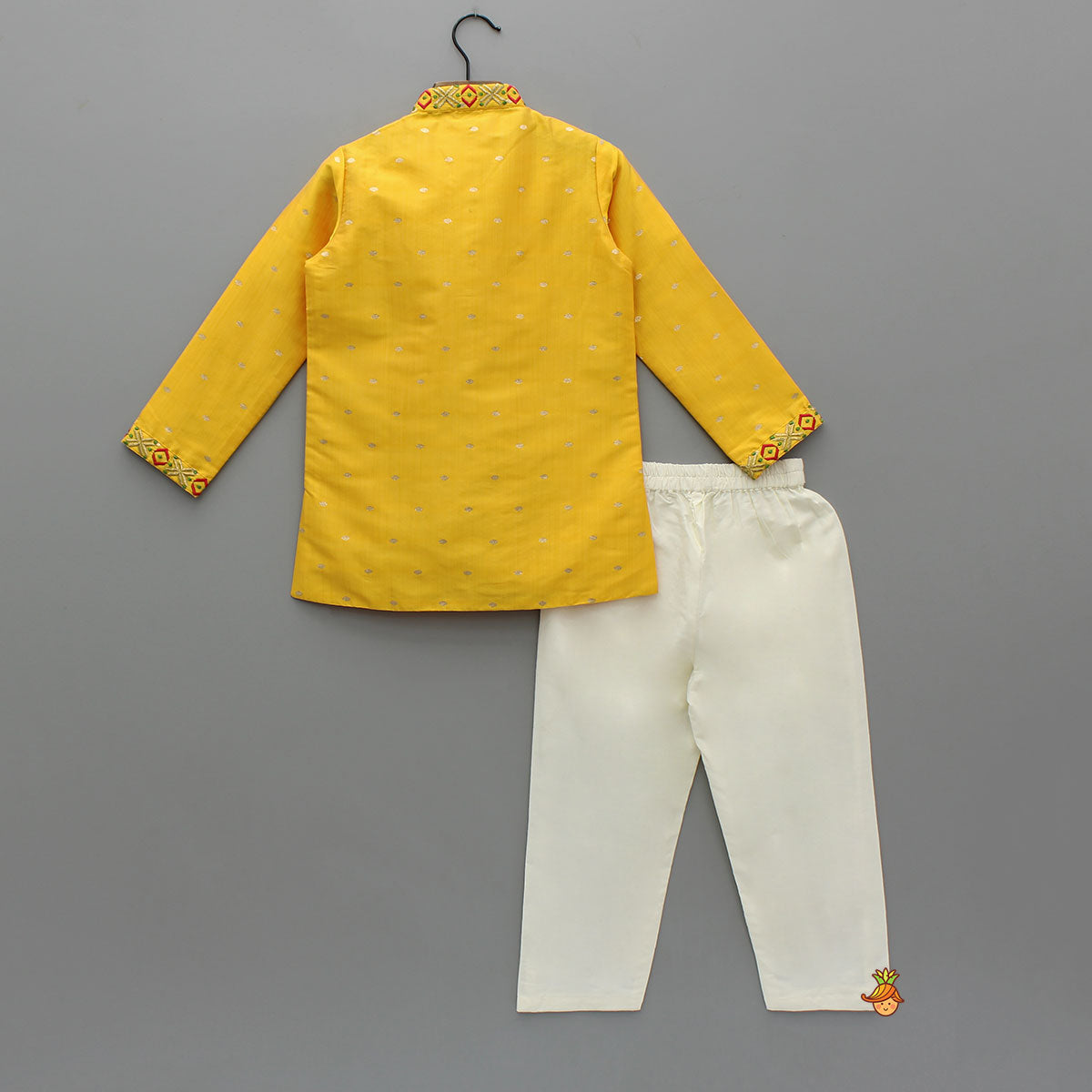 Ethnic Embroidered Yellow Kurta With Pyjama