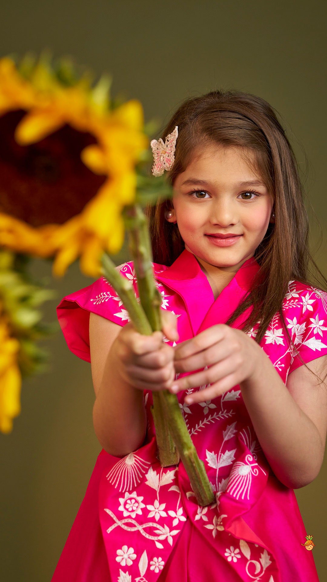 Hot Pink Jumpsuit With Embroidered Vest