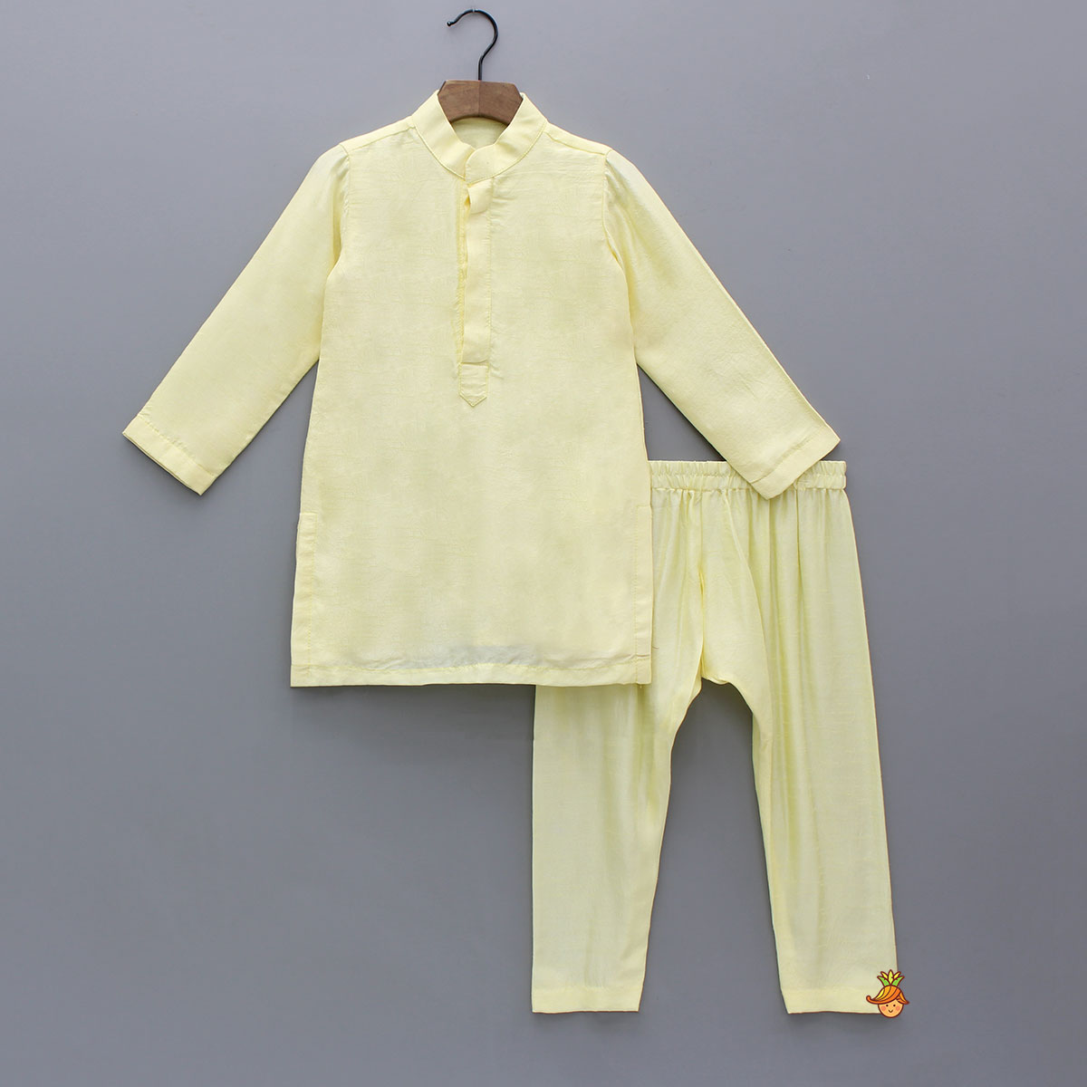 Pre Order: Yellow Kurta With Front Open Embroidered Jacket And Pyjama
