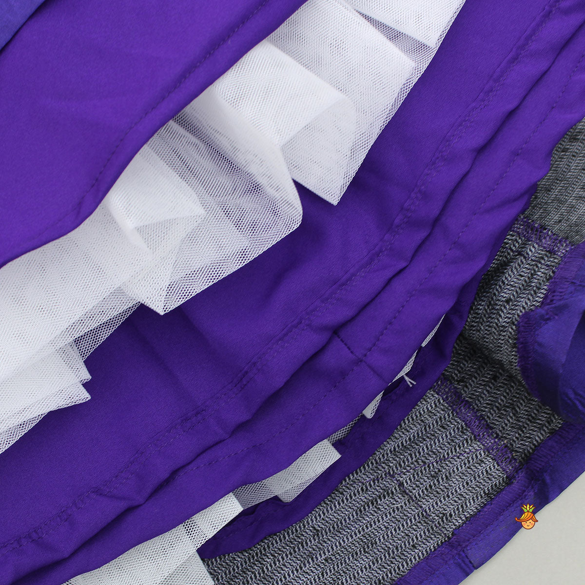 Pre Order: Embroidered Purple V Cut Back Top And Gota Lace Detail Lehenga With Matching Dupatta
