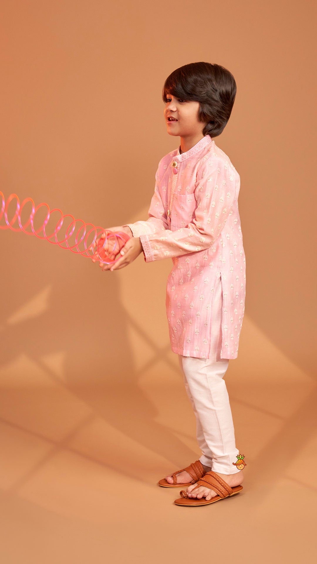 Pre Order: Pink Ombre Kurta With Off White Pyjama