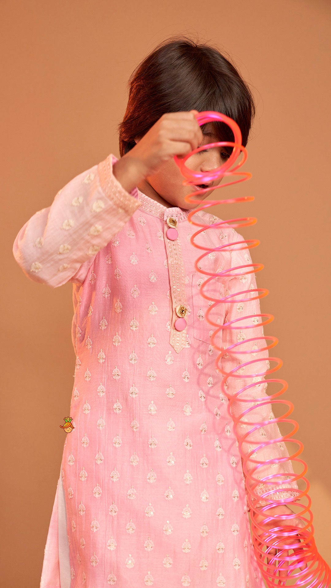 Pre Order: Pink Ombre Kurta With Off White Pyjama