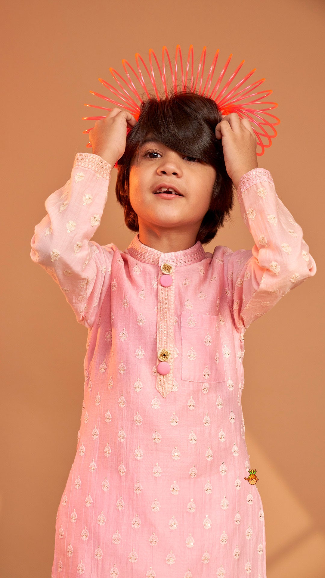 Pre Order: Pink Ombre Kurta With Off White Pyjama