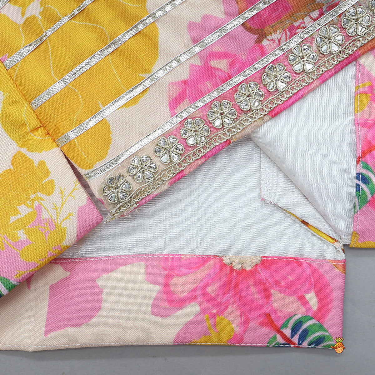 Pre Order: Front Placket Kurta With Floral Printed Multicolour Jacket And Pyjama