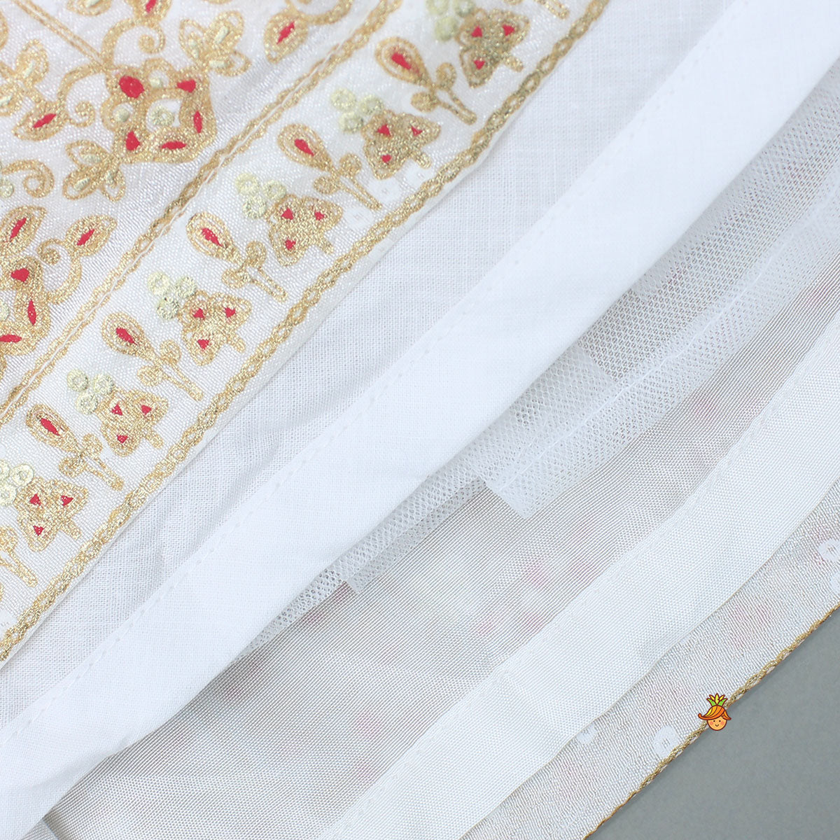 Pre Order: Beautiful Strappy Lace Detailed Top With Matching Lehenga And Dupatta