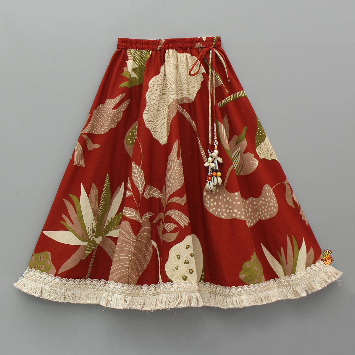 Floral Printed Cotton Embellished Top With Lehenga