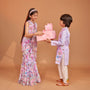 Stunning Multicolour Floral Embroidered Kurta With Pyjama twinning model image 3