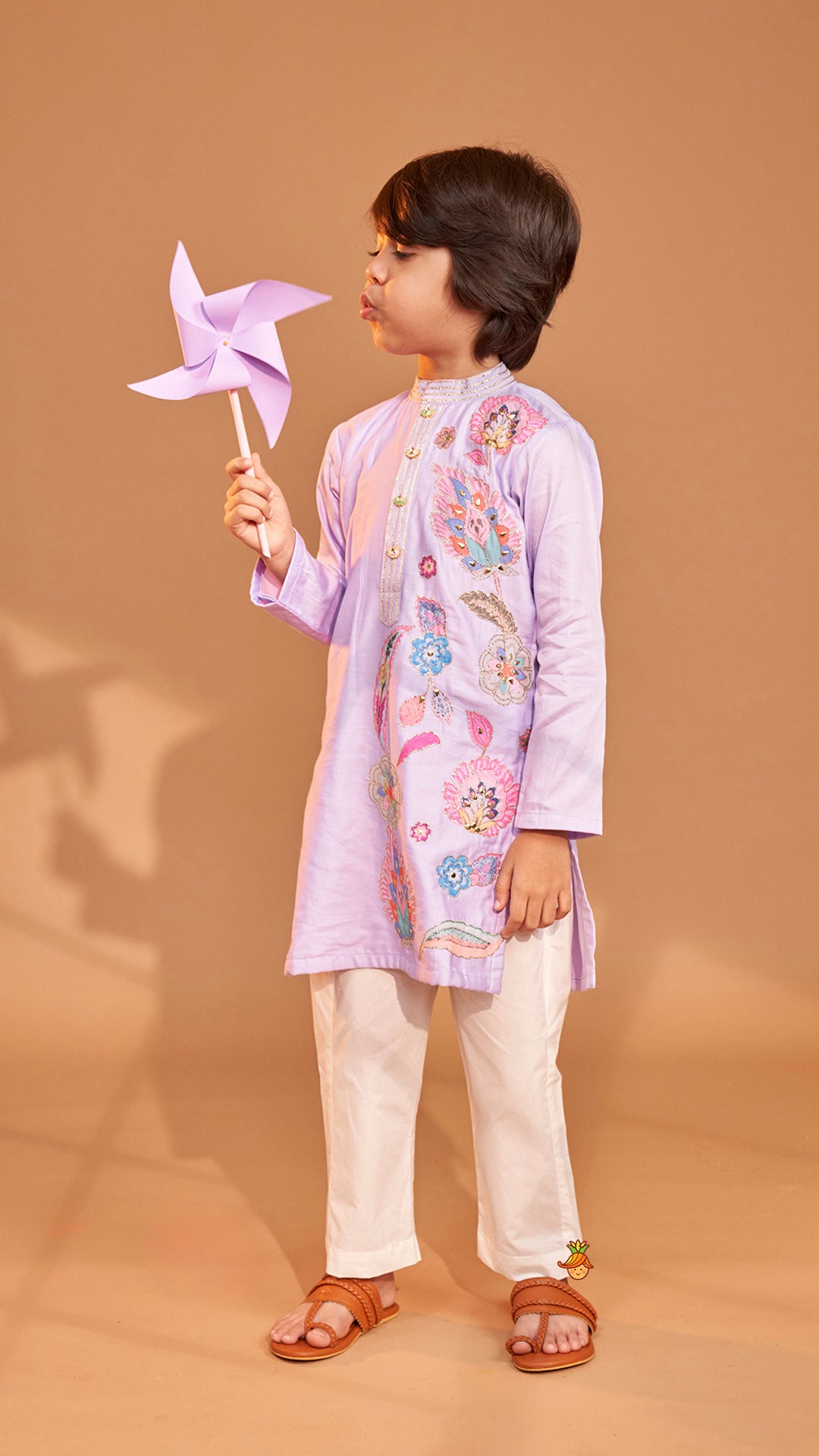 Pre Order: Stunning Multicolour Floral Embroidered Kurta With Pyjama