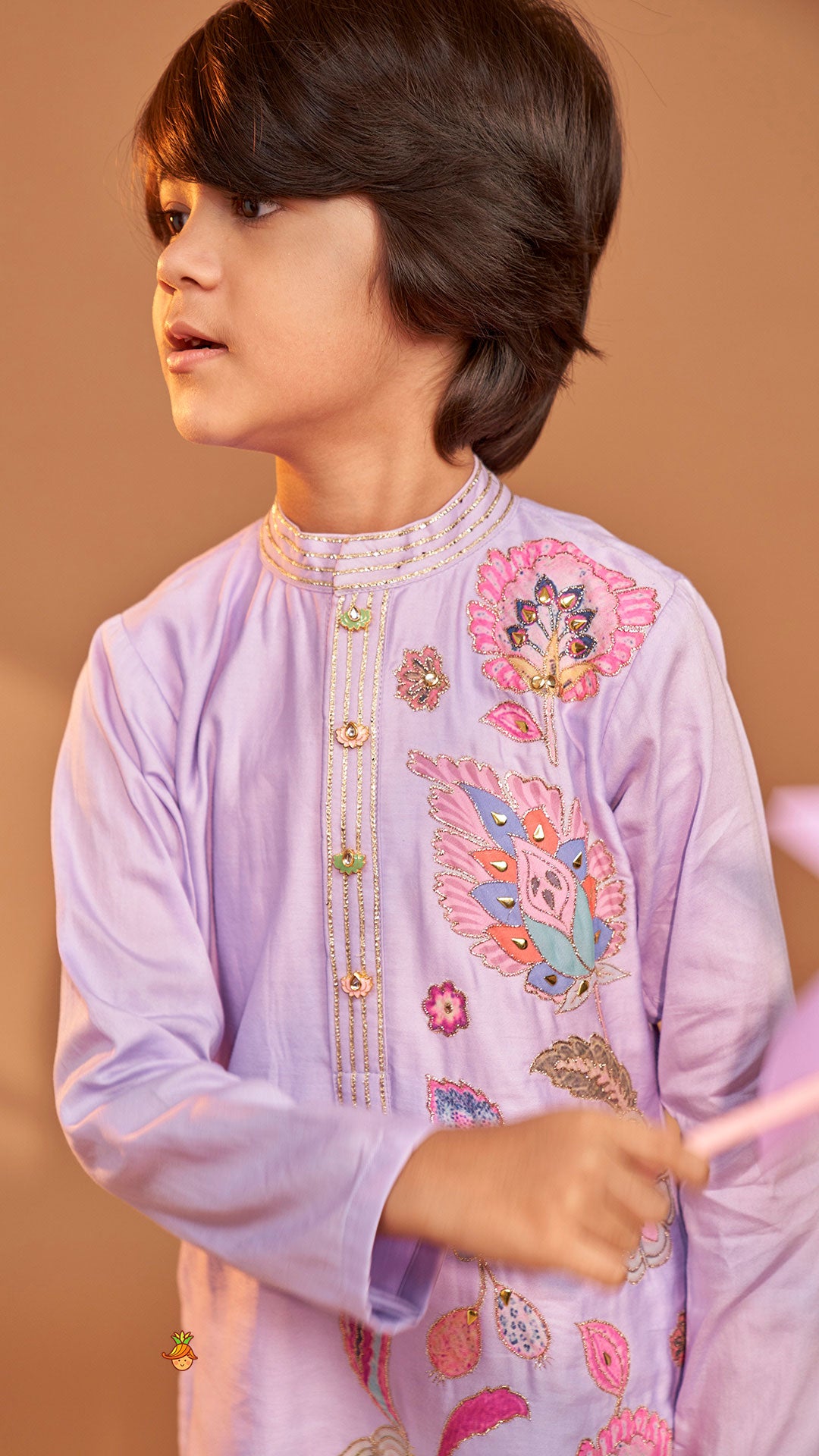 Pre Order: Stunning Multicolour Floral Embroidered Kurta With Pyjama