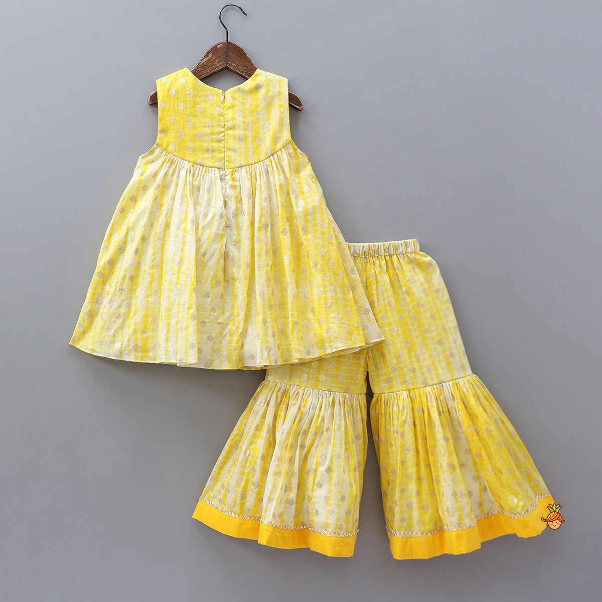 Front Slit Kurti And Sharara With Matching Dupatta