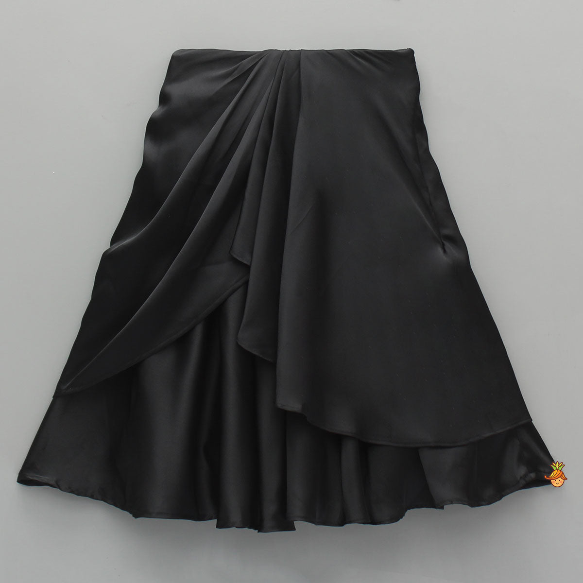 Pre Order: Black One Shoulder Top With Drape Style Skirt