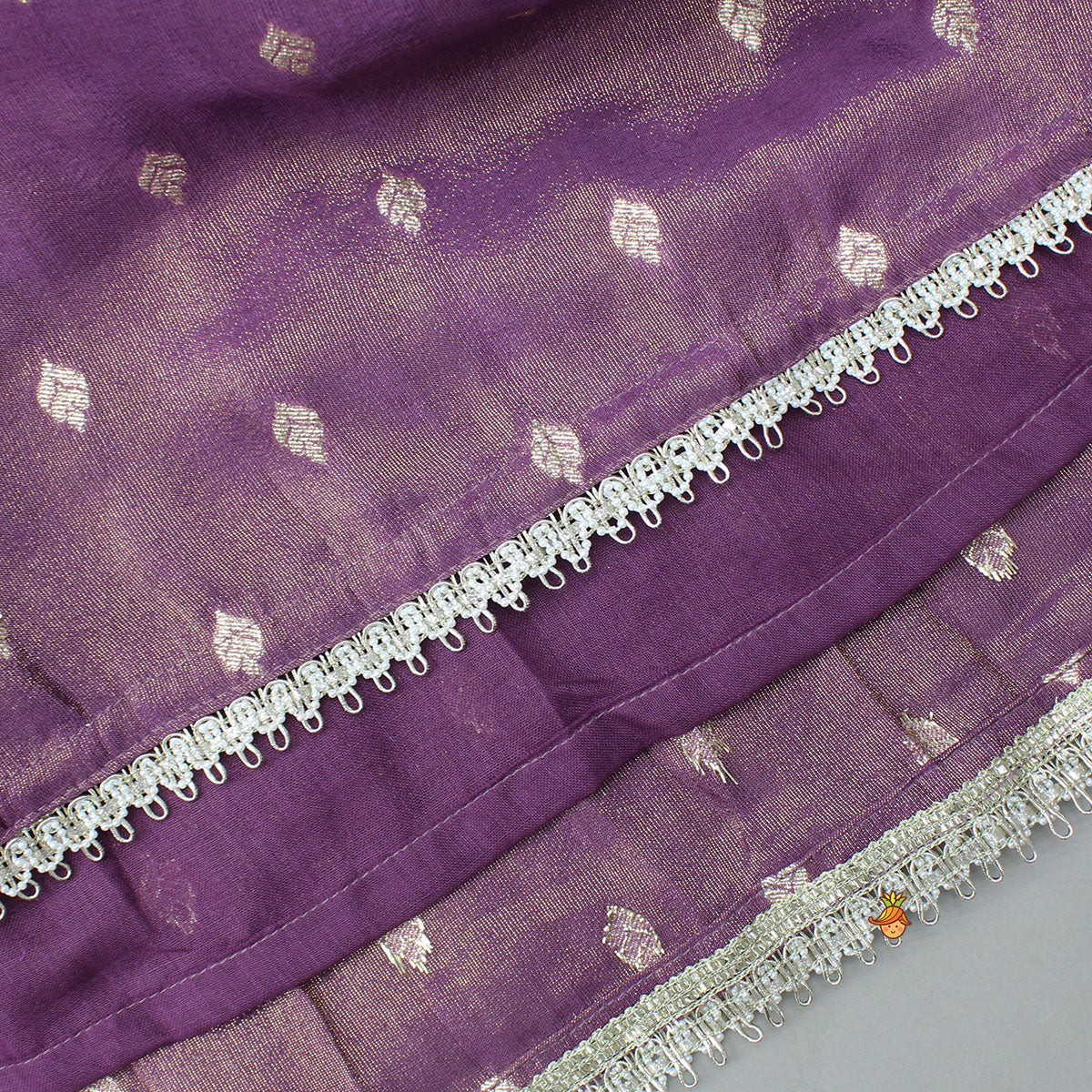 Pre Order: Purple Applique Top With Ombre Brocade Lehenga