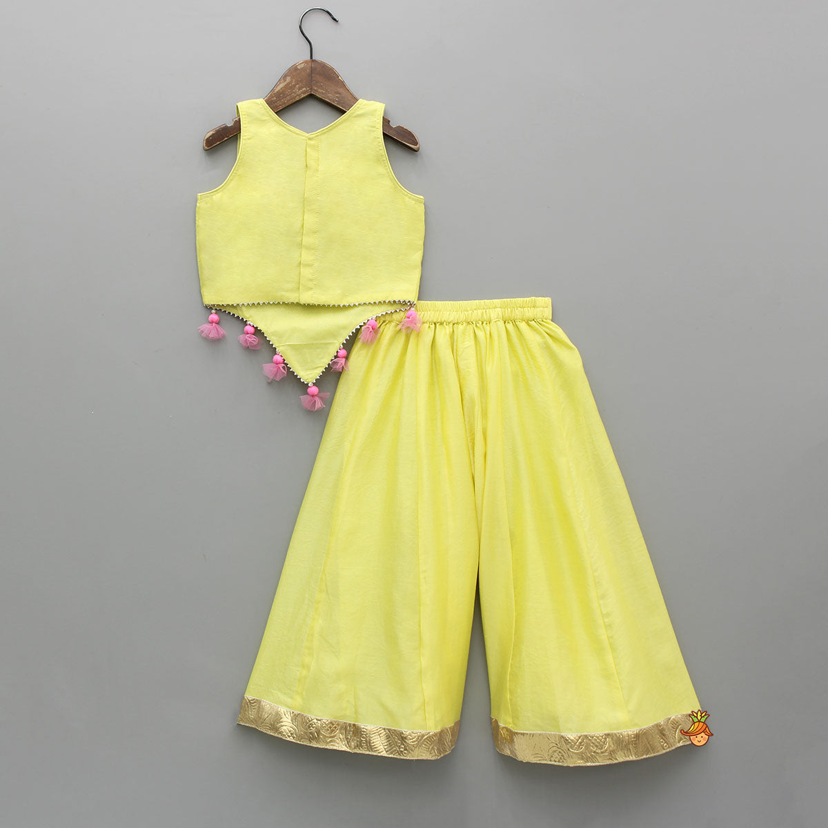 Pre Order: Sleeveless Embroidered Stylish Hem Top With Palazzo