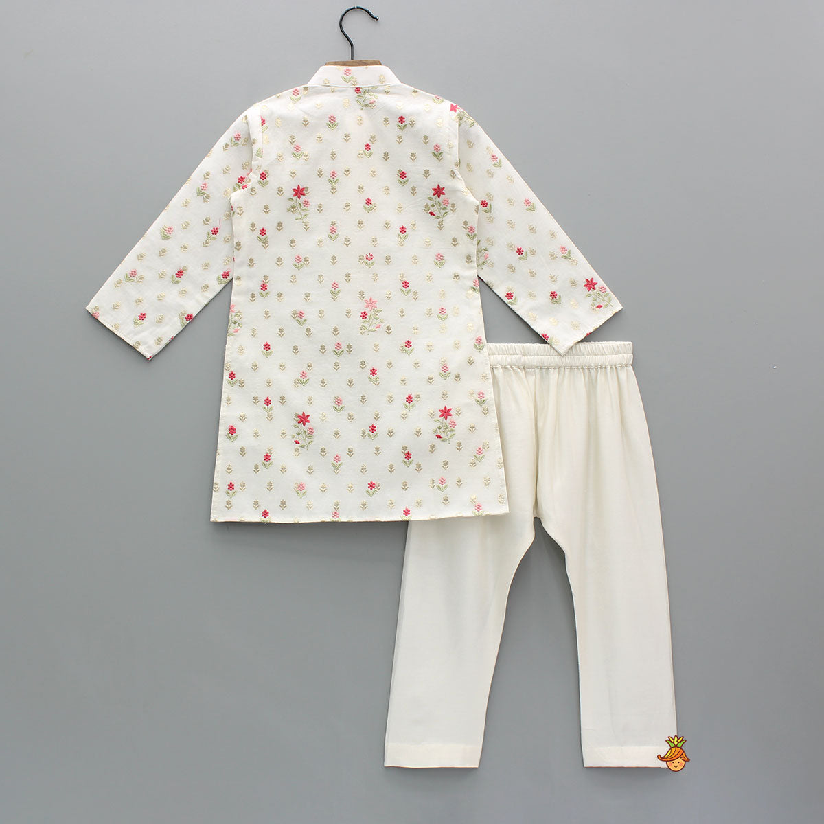 Pre Order: Floral Embroidered Kurta With Pyjama